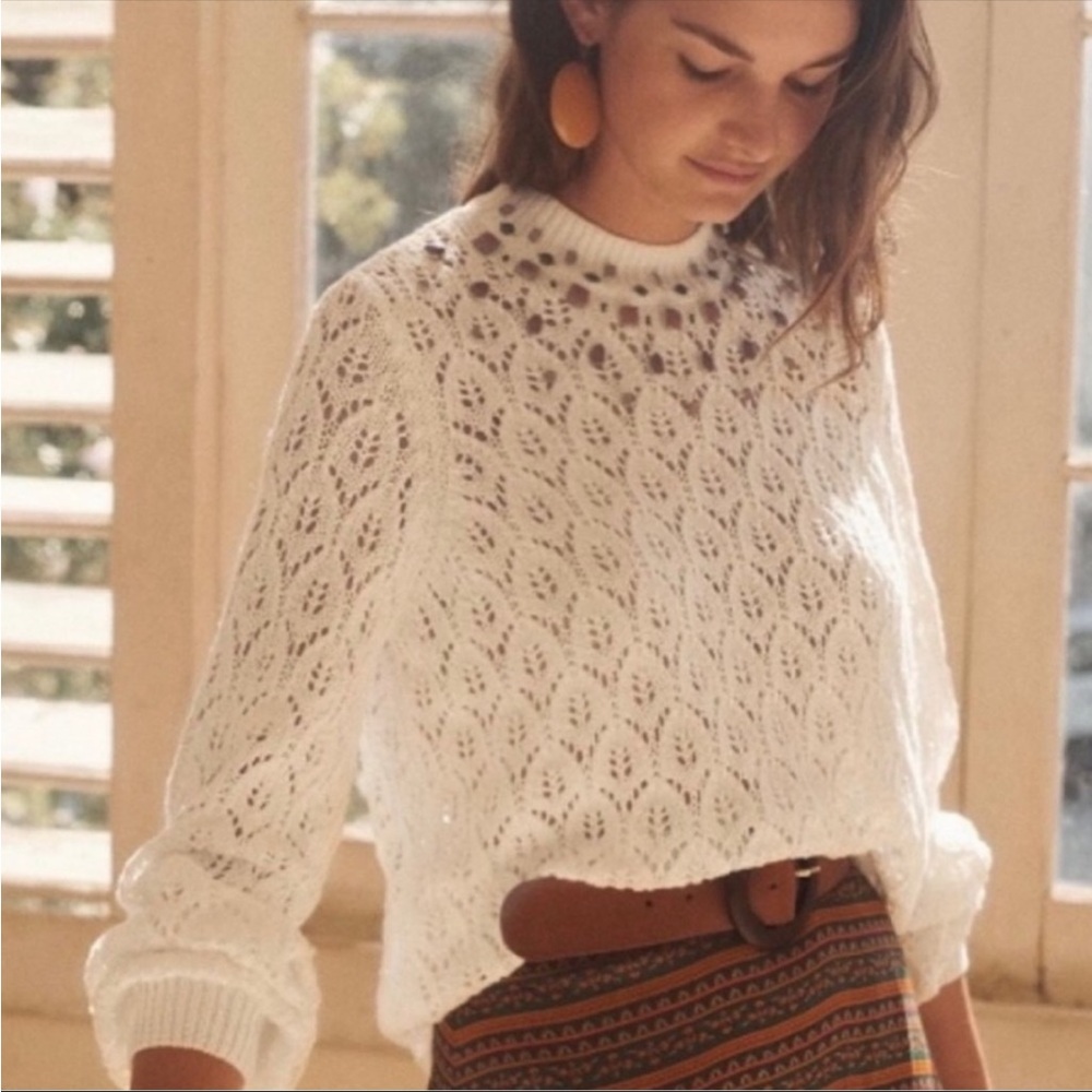 Sezane Vittorio Knit Embellished Sweater S